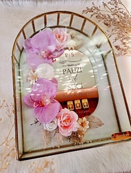 Bingkai Mahar Terarium Bunga Rustic Ukuran 25x35Cm