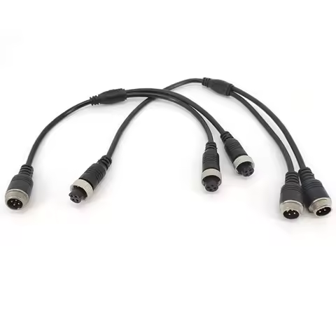 M12 4Pin Aviation Head to Male female to 2 way male Female Aviation Head wire Extension Y Splitter C