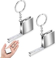 Quelay 2 Pcs Mini Measuring Tape Metal Keychain Tape Measure up to 51.97 Inches/ 4.33 ft Small Retra