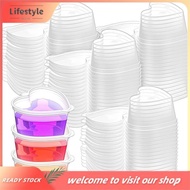 [Lifestyle] 100 Sets 1.5 Oz Clear Heart Shaped Jello Cups with Lids, Small Condiment Containers, Dip