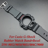 Rubber Watch Band Resin Case for Casio G Shock DW 9052/9050/9051/004C/9000 Blue Black Bezel 16mm Strap with Tools Pins Men Sport