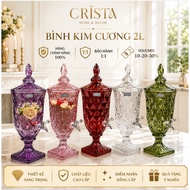 DECOR - 2l DIAMOND GLASS WATER BOTTLE WITH CRISTA HOME FAUCET, 60267