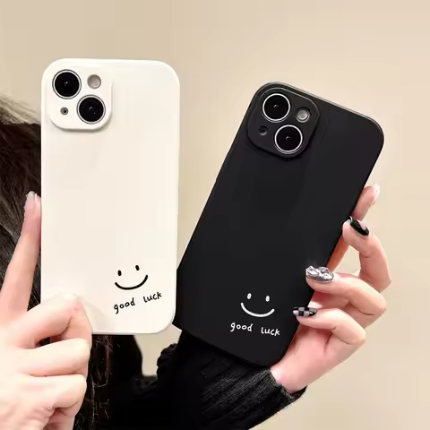 Simple Good Luck Smiling Face Phone Case For iPhone 17 16 13 15 12 11 14 Pro Max Mini 7 8 Plus SE Ai