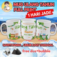 HIJAU Happy BIRTHDAY / PRINTING CUSTOM HAPPY BIRTHDAY MUG / BIRTHDAY GLASS SOUVENIR / BIRTHDAY GIFT 
