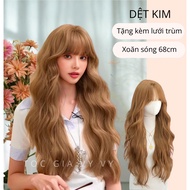 68cm Tea Yellow Wavy Full Head Wig. SHOP STANDARD PRODUCTS. GIVE A NET Wig Hair Wig for Woman