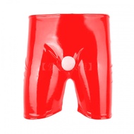 [Love Her Wardrobe] Men's PVC Highlight Patent Leather Shorts Leather Sexy Open Pants No Odor Accurate Size