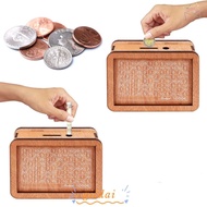 GILDAI Piggy Bank, Handmade Crafts Money Box,  Reusable Wooden with Saving Money Goals Counter Money