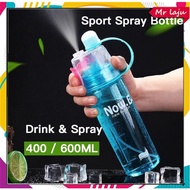 400 / 600ml Drinking Bottle Shaker Water Bottle Botol Air Minuman Mist Spray Sport Outdoor Bicycle C