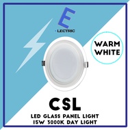 CSL 6 Inch LED Glass Panel Light(Round) 15W 3000K Warm White - RG15