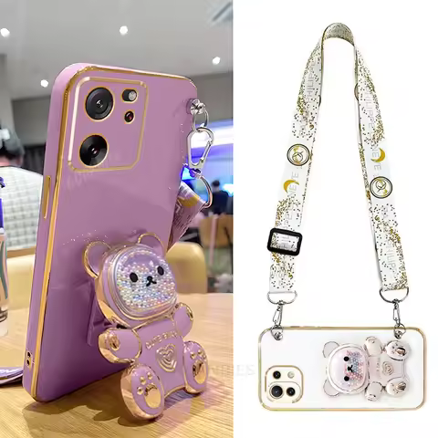 Mi13t Crossbody Lanyard Bear Silicone Case On For Xiaomi Mi 11 Lite 5g Ne 11t 10t 12 12t 13t Pro Hol