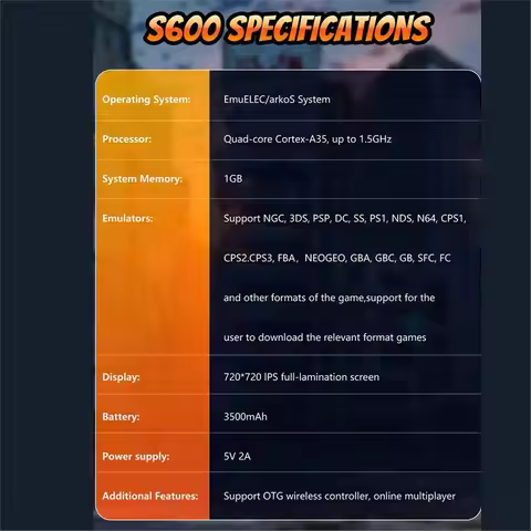 A86G NEW S600 Handheld Video Game Console 64G 10000+Games 4.0inch Screen Supports Multiple Simulator