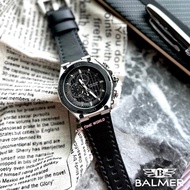 [Original] Balmer 7947G SS-4 Chronograph Sapphire Men Watch with Black Dial Black Genuine Leather Strap | Official Warra