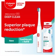 Colgate Proclinical B150 White Electric Toothbrush (Includes 2 AAA Batteries) + Refill Valuepack 2s