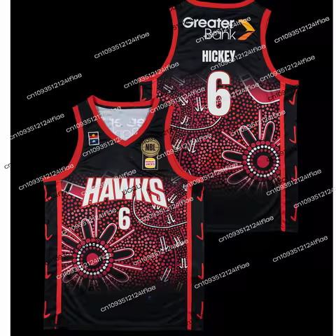 25/26 Illawarra Hawks Aboriginal Jersey William Hickey No. 6 Basketball Singlet Australian Basketbal