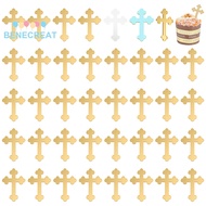 BENECREAT 1set 40pcs Mirror Acrylic Home Decorations Cross golden 50x30x1.5mm