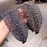 Korean Lace Headband Cover White Hair Headband Wide Edge Headband with Teeth Non-slip Pressure Hair 