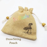 莲花麻布袋 Drawstring Pouch Gift Bag Gunny Sack Flower Brown Fabric Cloth (Mini Rice Sack) Casings Ladies Girls Christmas Viu
