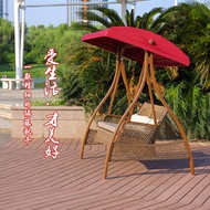 ST/🎽Outdoor Rattan Swing Rocking Chair Hotel Leisure Double Rattan Swing Cafe Luxury Rattan Swing Chair Glider SF3P