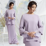 Lace Baju Kurung Sulam Elegant Ironless Kurung Embroidery Baju Nikah Tunang Muslim Set Baju Raya Per