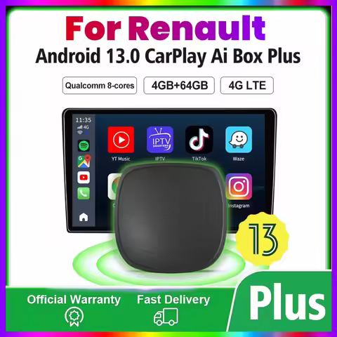 Smart Android 13 CarPlay Ai Box 4+64G GPS 4GLTE For YouTube Netflix For Renault Arkana Captur Clio M