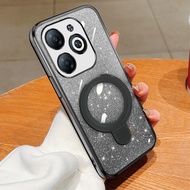 Softcase itel A80 Case Glitter Ring Magnetic Holder Casing Handphone