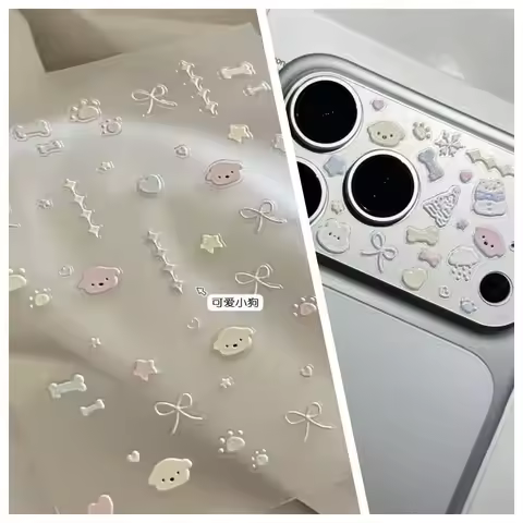 5PCS MIX For iphone 17 Pro Max Dog DIY sticker for mobile phone and planner, high-quality embossed 3