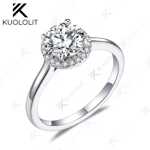 Kuololit 1CT IGI D/VS1VS2 Lab Grown Diamonds Ring for Women Soild 18K 14K 10K White Gold with IGI fo