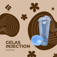 [25 pieces] injection glass 500ml 400ml 700ml + lid GLASS CUP (25) 500 ML PP PLASTIC Inject 22 oz 16