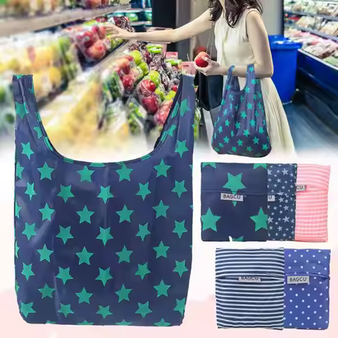 Reusable Foldable Supermarket Shop Large Folding Shopping Bag Easy to Carry Eco-friendly Big Capacit