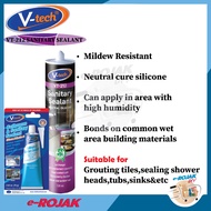 V-Tech Silicone VT-212 300Gm / VT-132 75Gm Sanitary Silicone 300ml Silicone Sealant Fix 硅胶密封胶固定