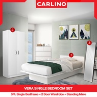 MR.CARLINO : ชุดเซ็ทห้องนอน 3 ชิ้น เตียงนอน ตู้เสื้อผ้า และกระจกแต่งตัว / โครงเตียง / โครงเตียงไม้   ชุดห้องนอน เฟอร์นิเจอร์ Wooden Series Bedroom Set