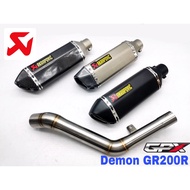 Exhaust GPX Demon GR200R Slip on Muffler Ekzos Tabung Akrapovic Long Stainless Steel Accessories Mot