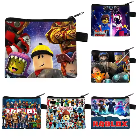 Roblox Coin Purse 13.5*11 Cm Cartoon Virtual World Game Style Credit Card Key Coin Clutch Bag