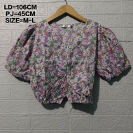 BLUS/BLOUSE WANITA IMPORT MODEL CROP TOP MOTIF BUNGA MADE IN KOREA