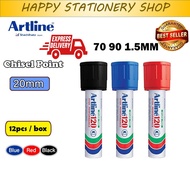 Artline 120 Permanent Marker Pen Big Width Blue Black Red 20mm Chisel tip