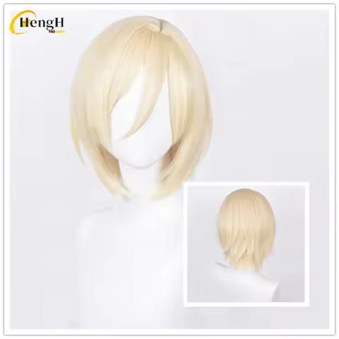 In Stock Anime Synthetic Hair Tenshouin Eichi Cosplay Wig Short 35cm Milk Golden Wig Heat Resistant 