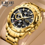 LIGE original watch men luxury business quartz waterproof stainless/silicone wrist watch for man