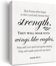 Christian Canvas Wall Art Motivational Isaiah 40:31 Canvas Print Positive Scripture Bible Verse Pain