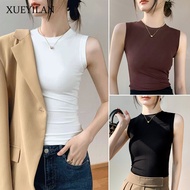 From Bangkok Sleeveless Shirt Women's T-Shirt Round Neck Tight-Fitting Plain Color Good Fabric Soft 