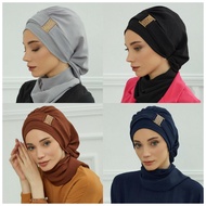 Instant Turban Women Fashion Muslim Solid Color Scarf