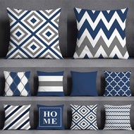 45x45CM Cushion Cover Geometric Pattern Polyester Blue Grey Pillowcase Upholstery Sofa Cushion Throw