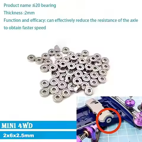 620 Bearing Set for Tamiya Mini 4WD, High-Speed Roller Bearings & Drive Gears for MA/MS/VS Chassis, 