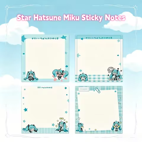 4 Styles Hatsune Miku Sticky Note - Adorable Vocaloid Memo Notepads for Note Taking, Planner Accesso