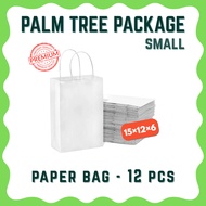 [PAPER BAG] White Paper Bag with Handle – 12 Pcs (15x12x6) | Eco-Friendly Kraft Shopping / Gift Bag