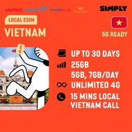 SIMPLY [eSIM] Vietnam | Viettel | Vinaphone | Mobifone | Unlimited Data | Local Vietnam eSIM | No Re