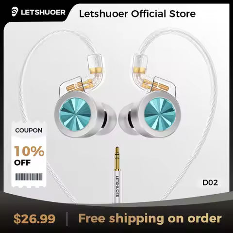LETSHUOER D02 Type-C In-Ear Monitor 11mm Dynamic Driver Earphones Replaceable Cables Gaming Earbuds