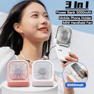 2024 HOT Mini Rechargeable Hanging Neck Fans Portable Folding Cooling Fan with Lanyard Usb Rechargeable  Desk Stand Cooling Fan for Summer Mini Kipas