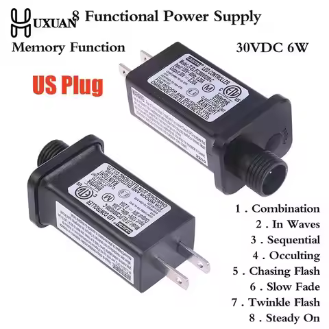 AC 120V To 30VDC 6W 8 Functional SELV LED Lamp Driver US Plug Switch Adapter IP44 Waterproof Laser L