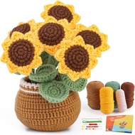 MIUSIE Crochet Kit for Beginners Flower Potted Plants Crochet Kit Beginner Crochet Starter Kit for C