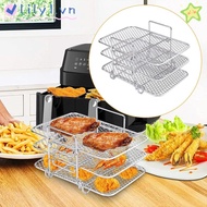 LILY Air Fryer Rack, Stainless Steel Stackable Dehydrator Rack,  Multi-Layer Cooker Three-Layer Basket Kitchen Gadgets